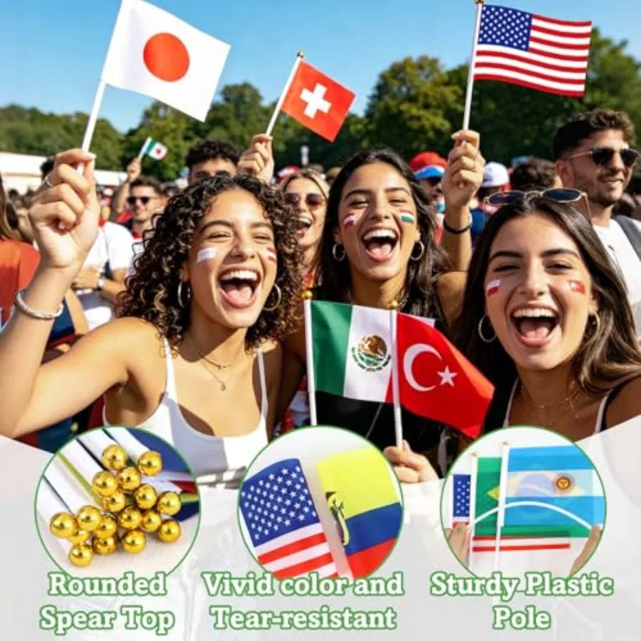 48 Countries Flags On Sticks And Banner For Soccer Party