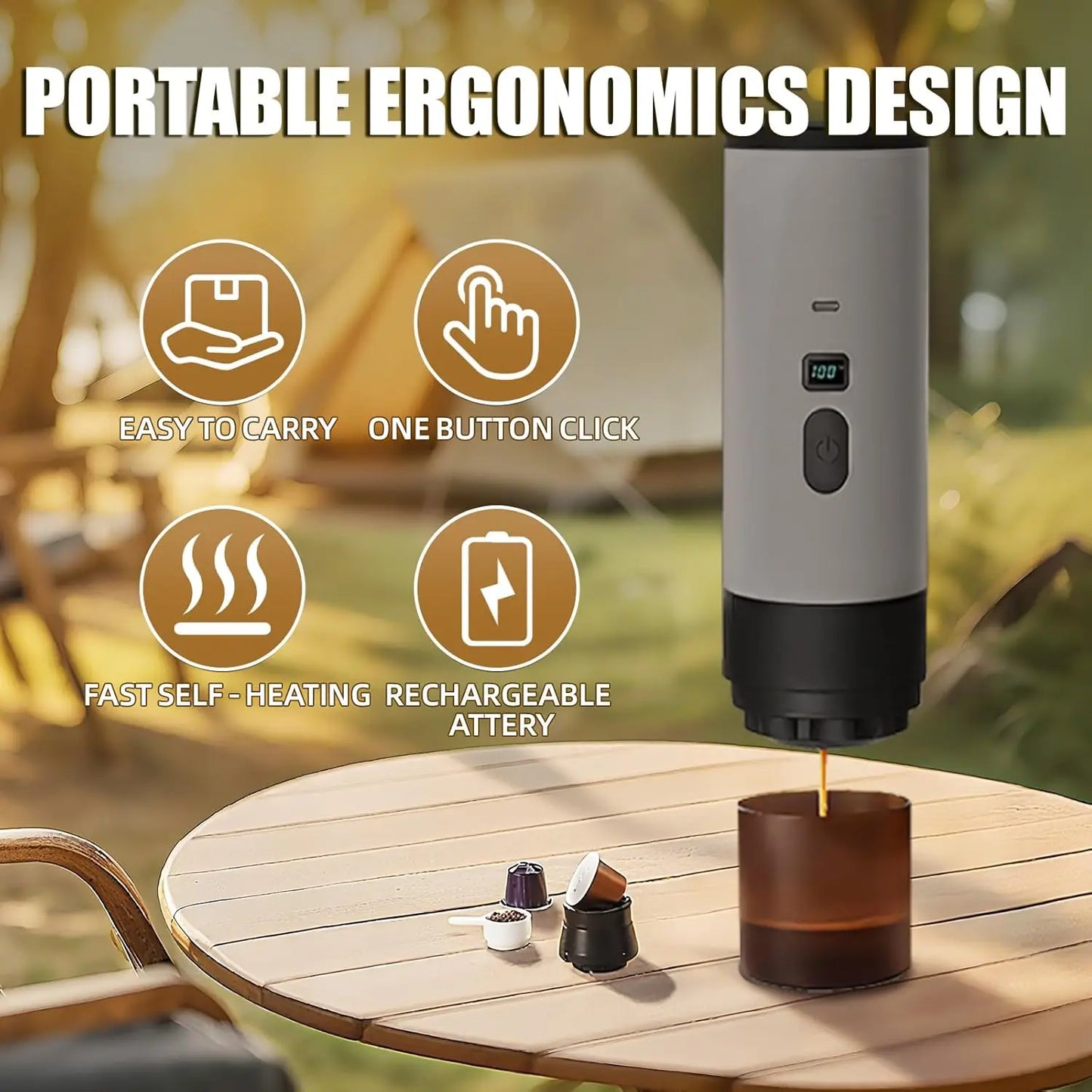 XMSJ Portable Espresso Coffee Maker With 7800mAh Battery