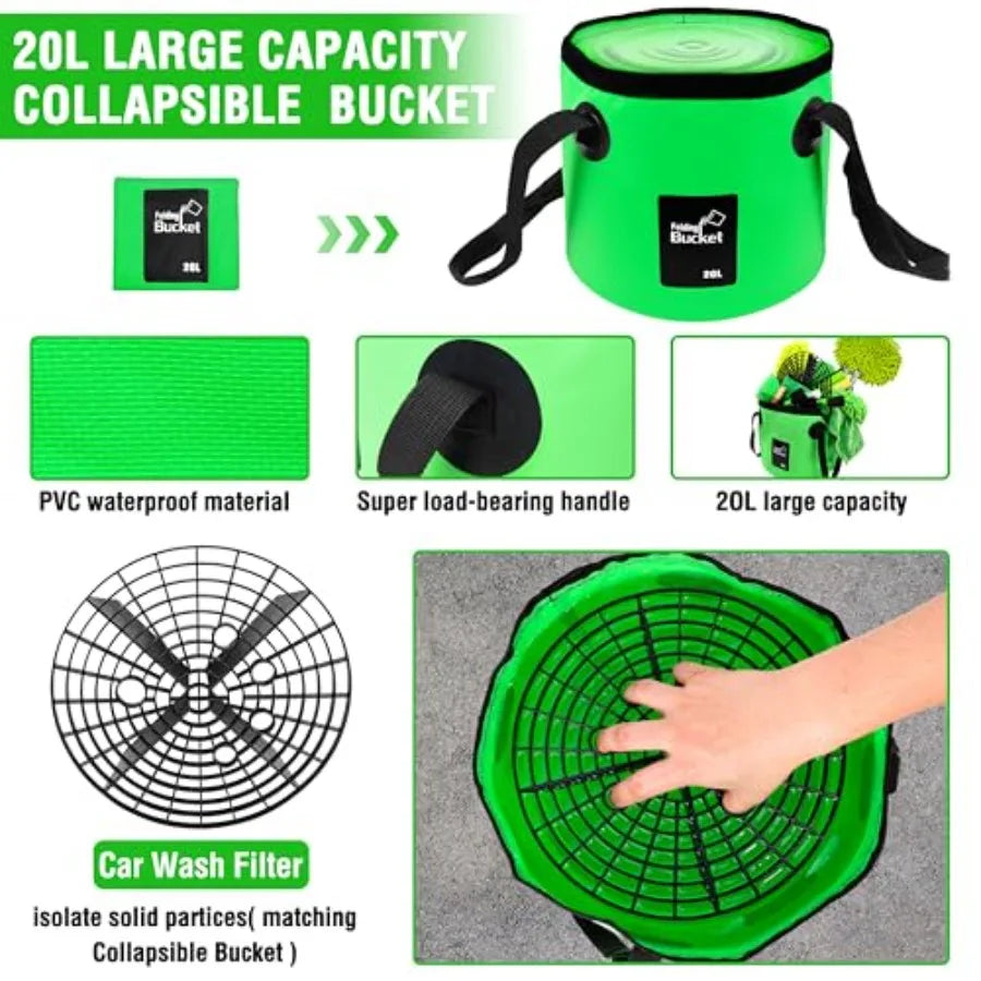17 Piece Car Wash Kit With Extended Reach Brush Set