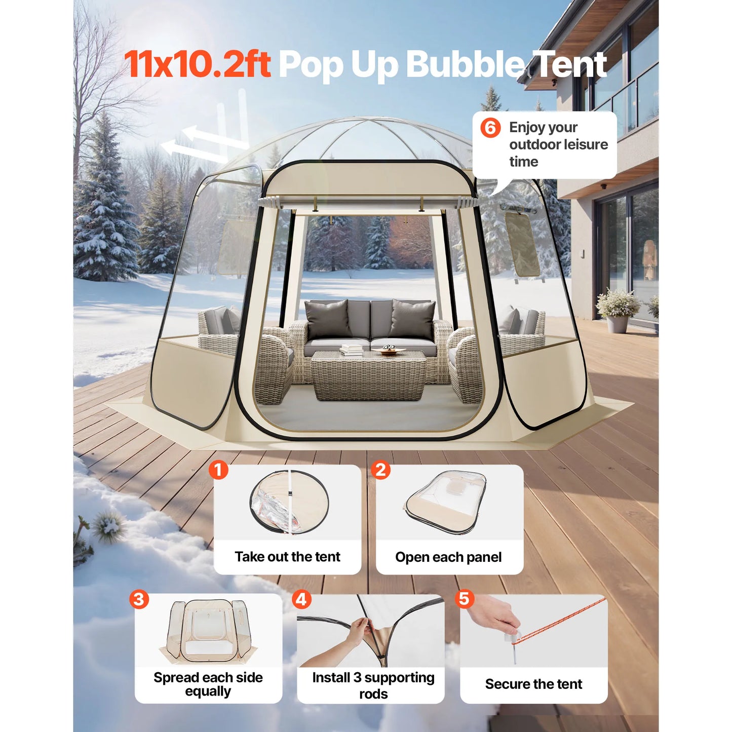 SucceBuy Pop Up Bubble Tent Waterproof And UV Resistant Dome Tent With Windows