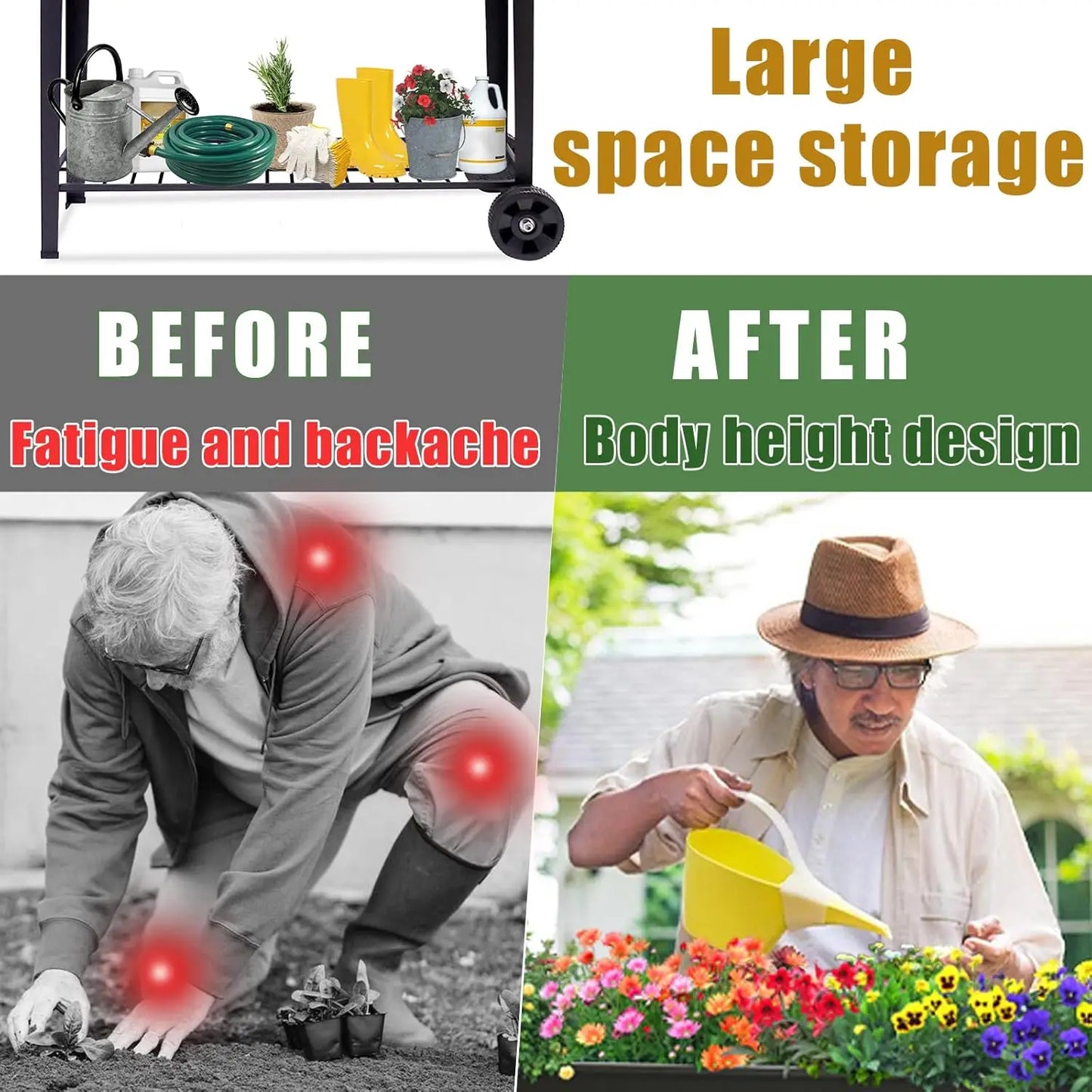 XMSJ Large Raised Planter Bed On Wheels With Legs Garden