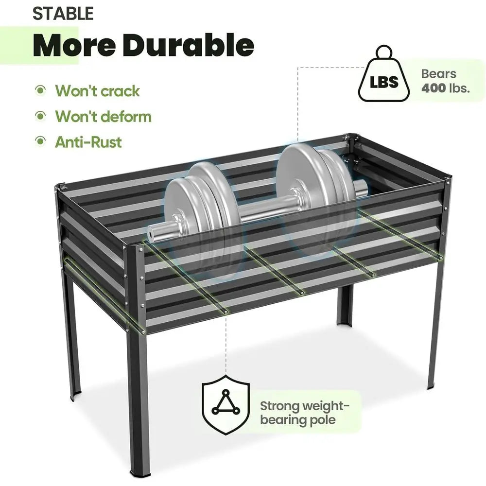 Ticify Raised Garden Bed With Cover Galvanized Planter