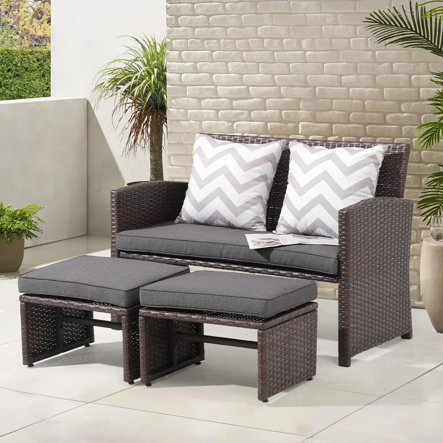 Outdoor Loveseat Patio Furniture Set In All Weather Wicker