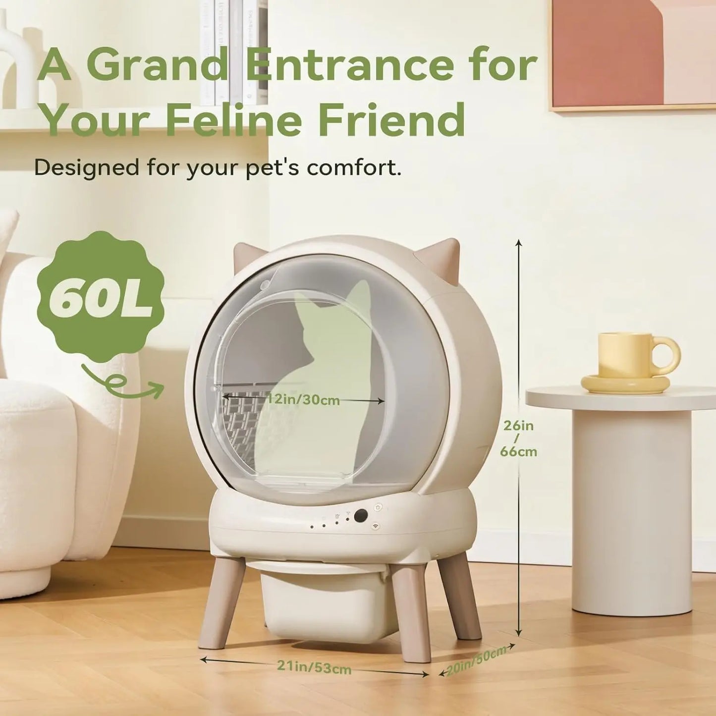 E2 Automatic Self Cleaning Litter Box Multiple Cats With App