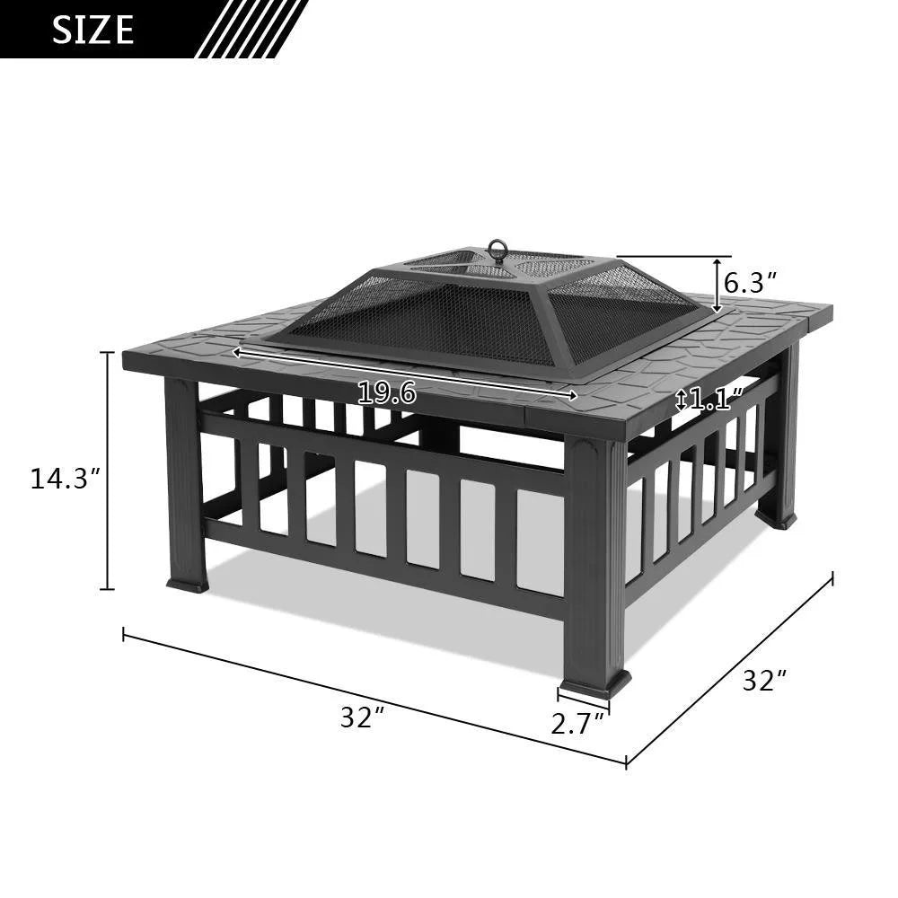 Outdoor Metal Fire Pit For Patio Garden Wood Burning