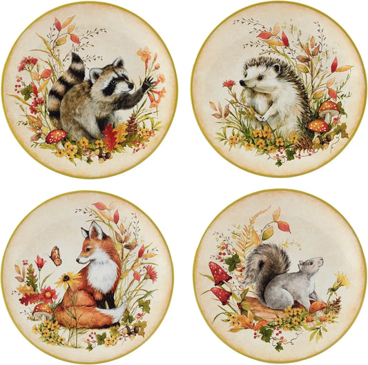 Woodland Critters Ceramic Salad And Dessert Plates Set Of 4