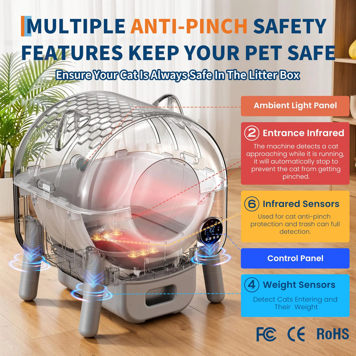 HiMiss Automatic Self Cleaning Cat Litter Box With App Control
