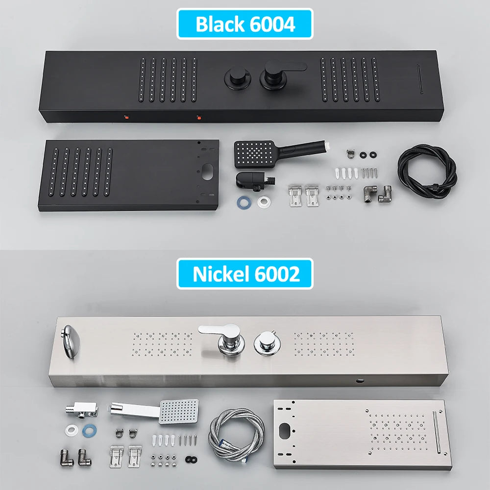 Quyanre LED Shower Panel Tower System Rainfall Massage Spa Bath Faucet