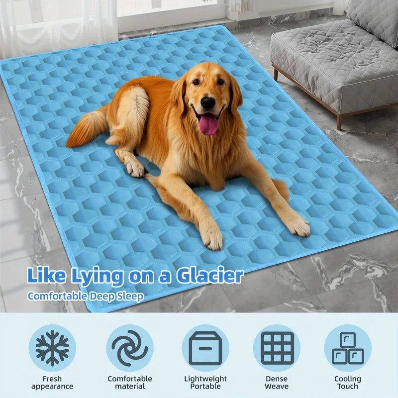 Dog Cooling Mat Breathable Portable Washable Ice Silk Pad
