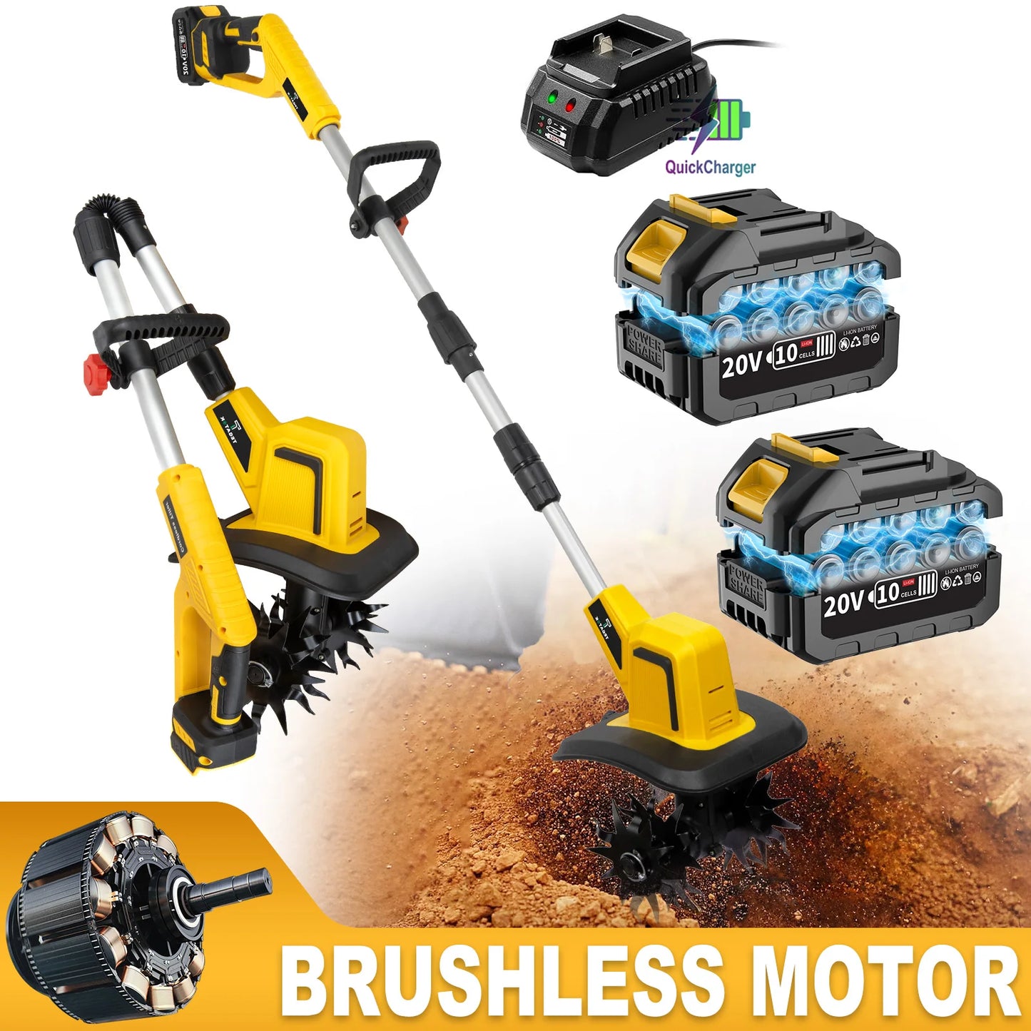 Mini Electric Tiller With Lithium Battery Rotary Hoe Handheld Tiller