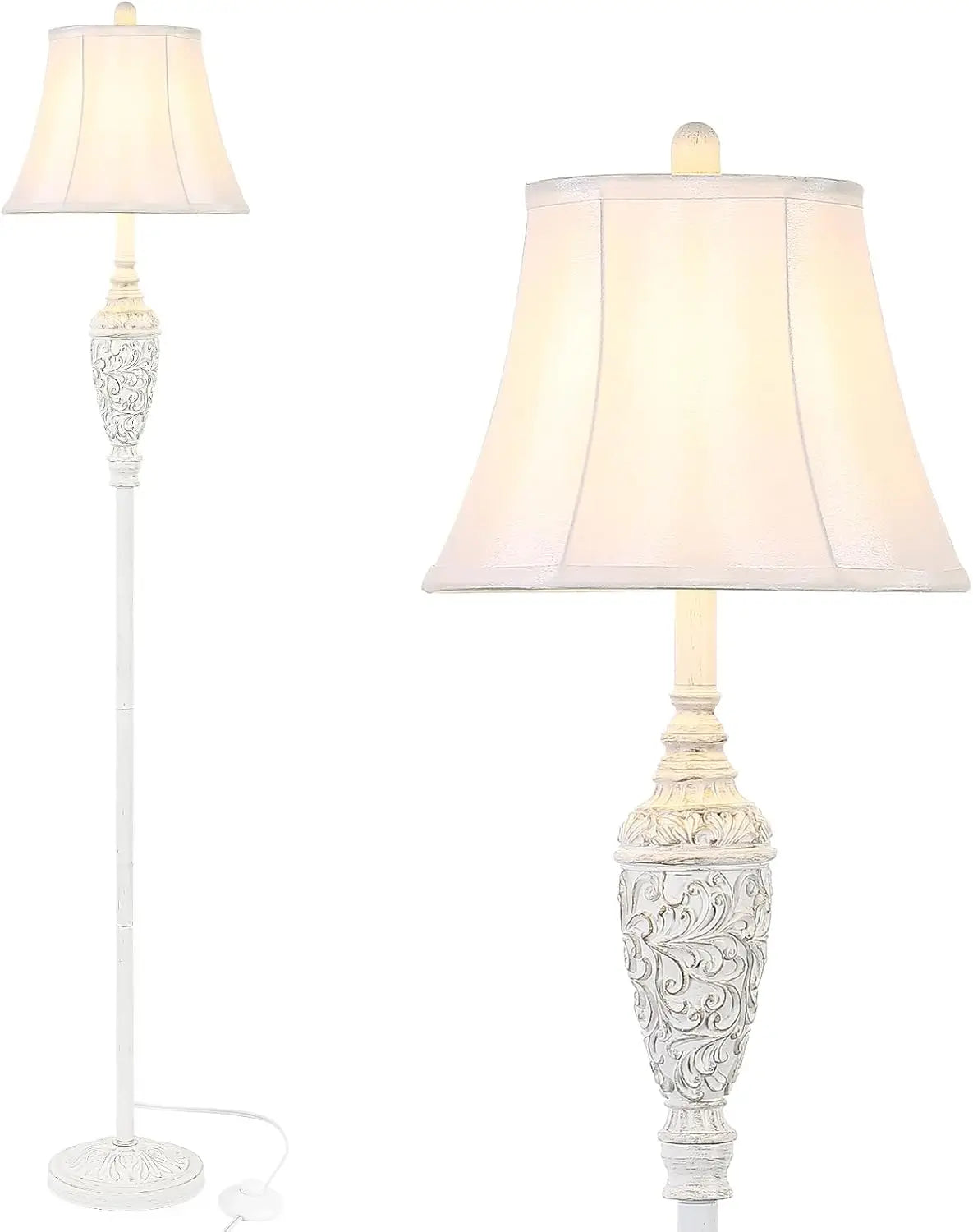 Vintage Floor Lamp With Carved Resin Base And Foot Switch