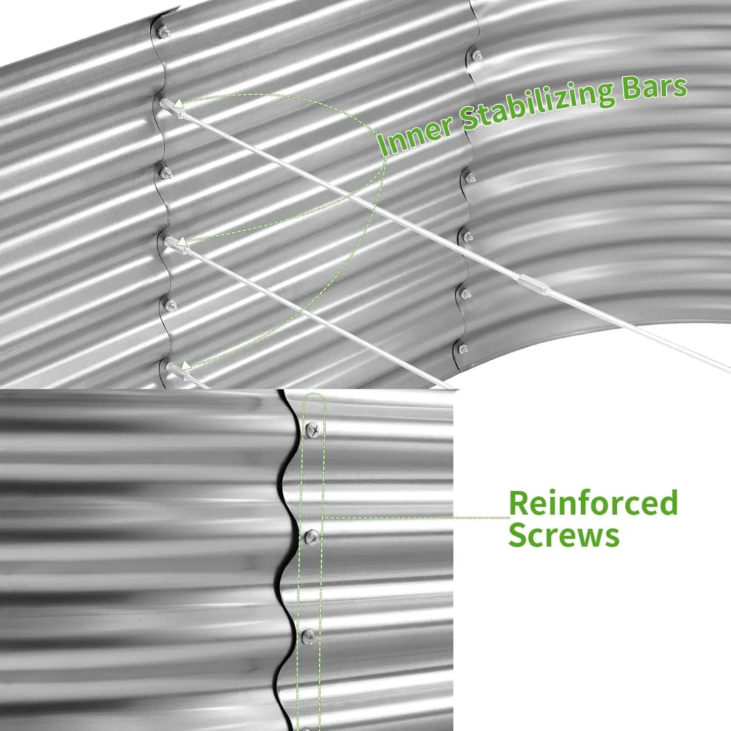 Oval Galvanized Raised Garden Bed Planter Box for Outdoor Vegetables