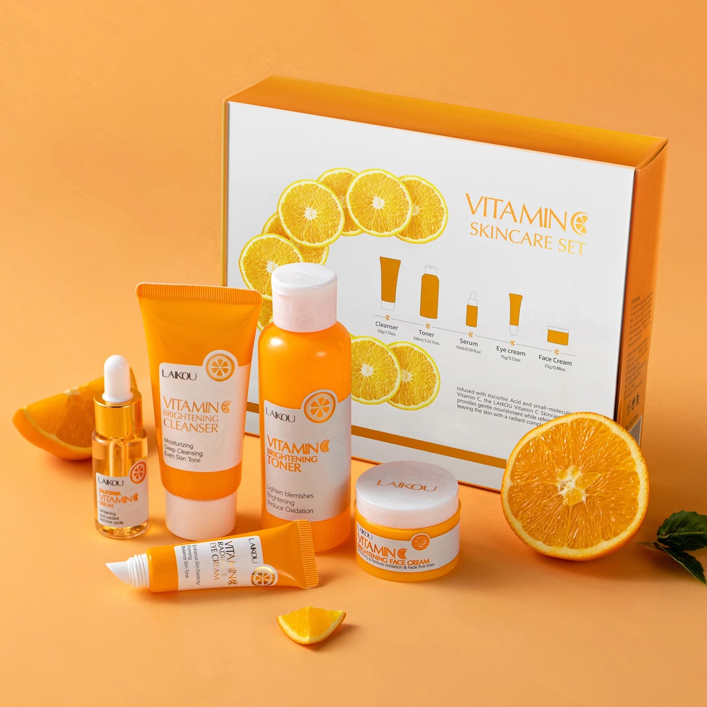 LAIKOU Vitamin C Skincare Set 5 Piece Kit Brightening Tone