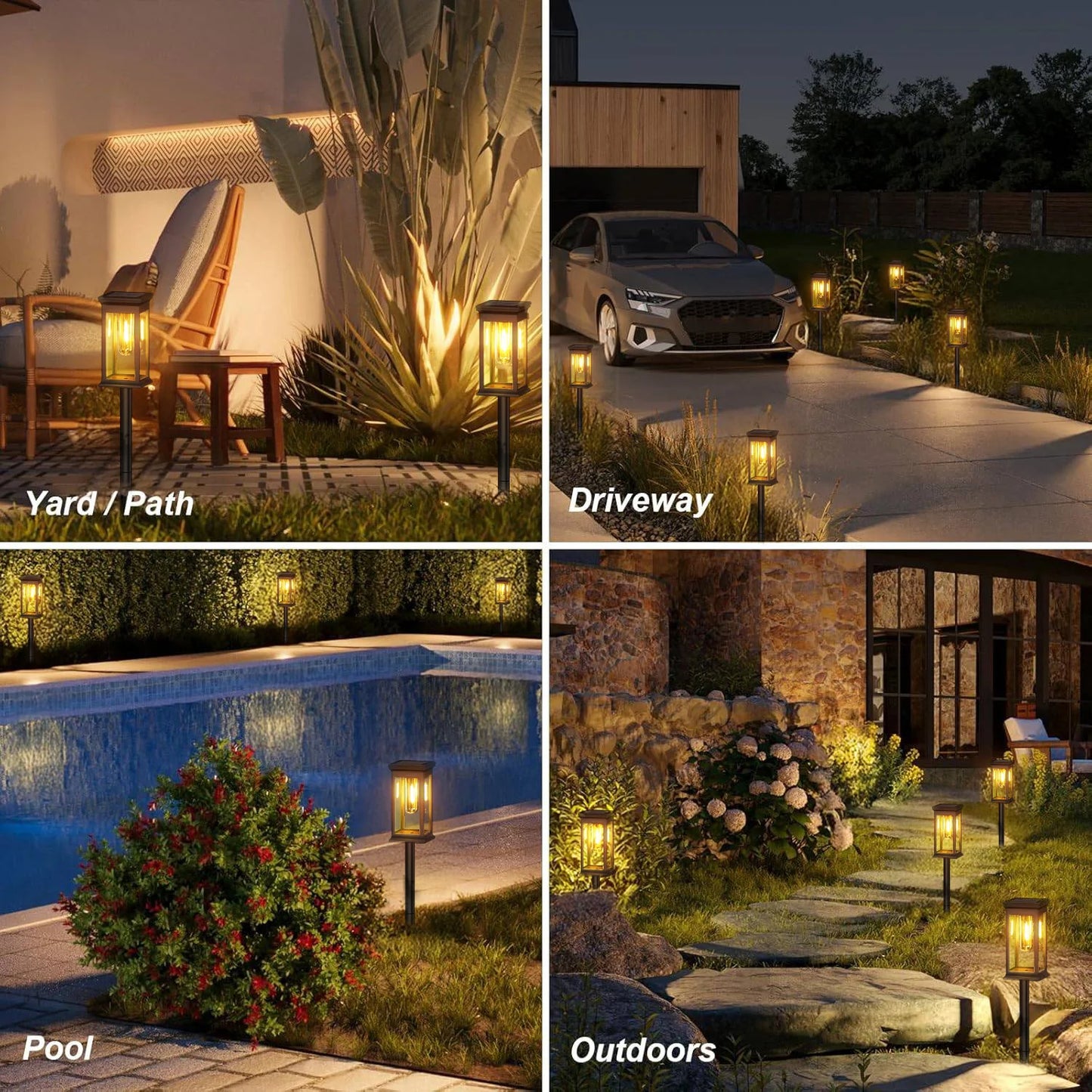 KPSTEK Solar Lights Pack Six Twelve LED Pathway For Yard