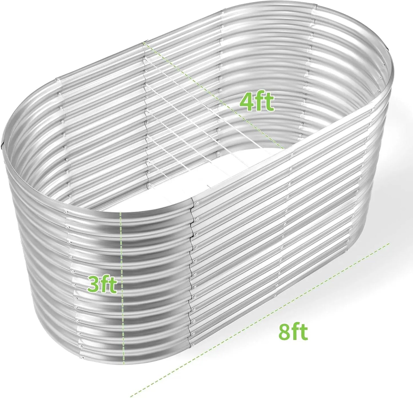 Oval Galvanized Raised Garden Bed Planter Box for Outdoor Vegetables
