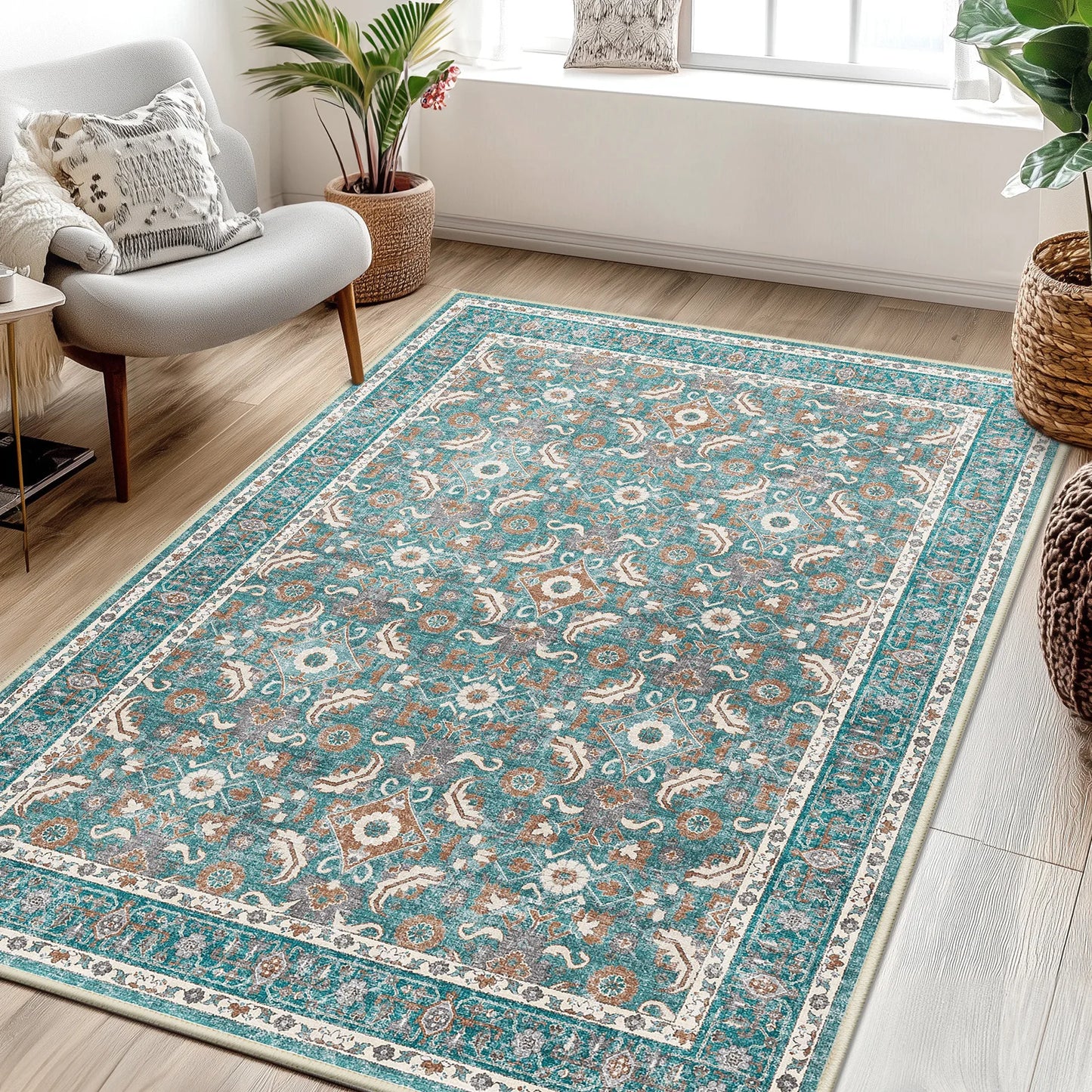 Noned Persian Floral Hand Tufted Living Room Area Rug