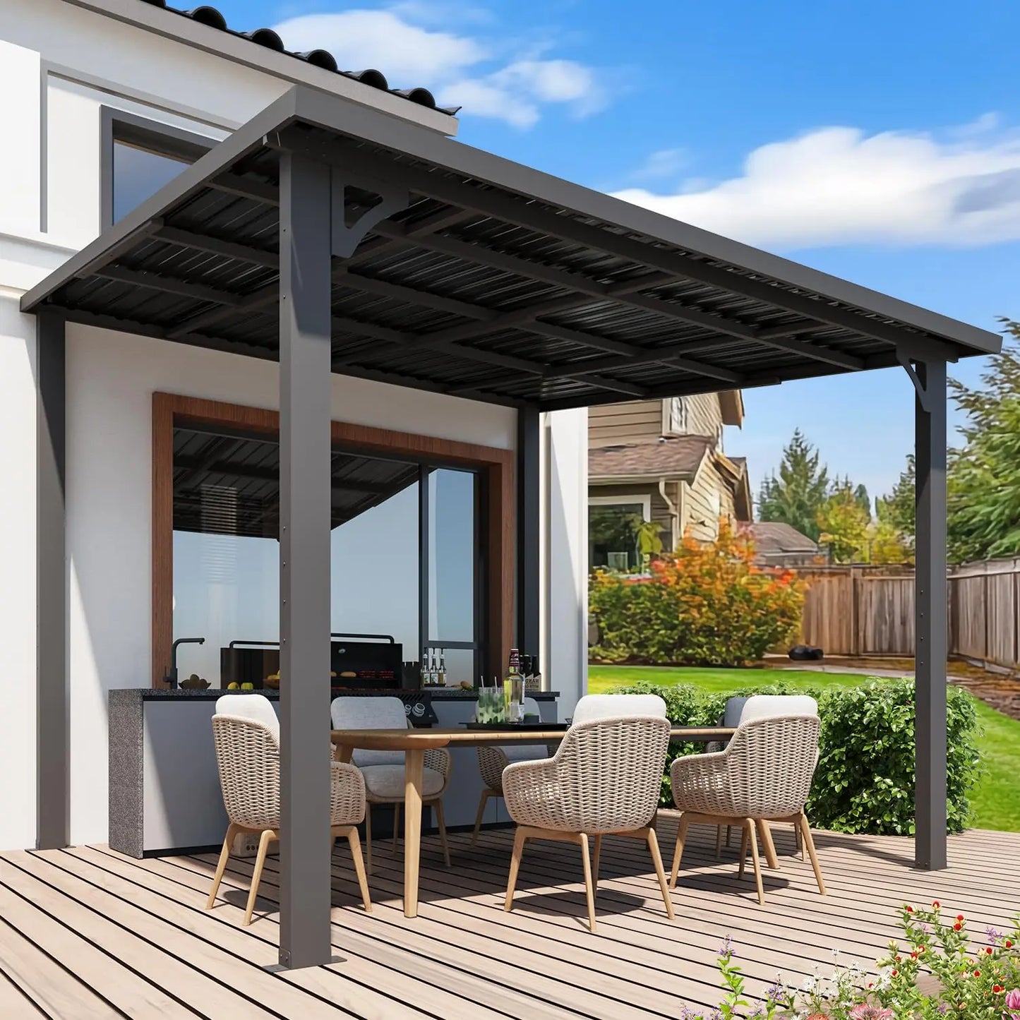 Wall Mounted Gazebo Pergola For Outdoor Patio And Deck