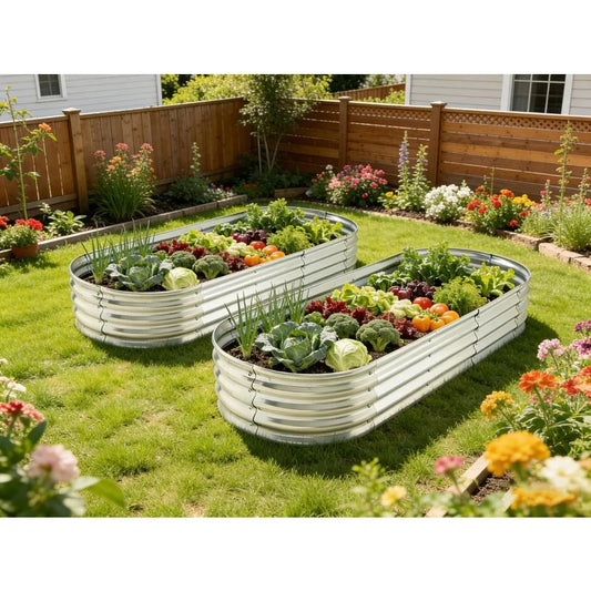 Metal Raised Garden Bed Planter For Vegetables Herbs 2 Pack