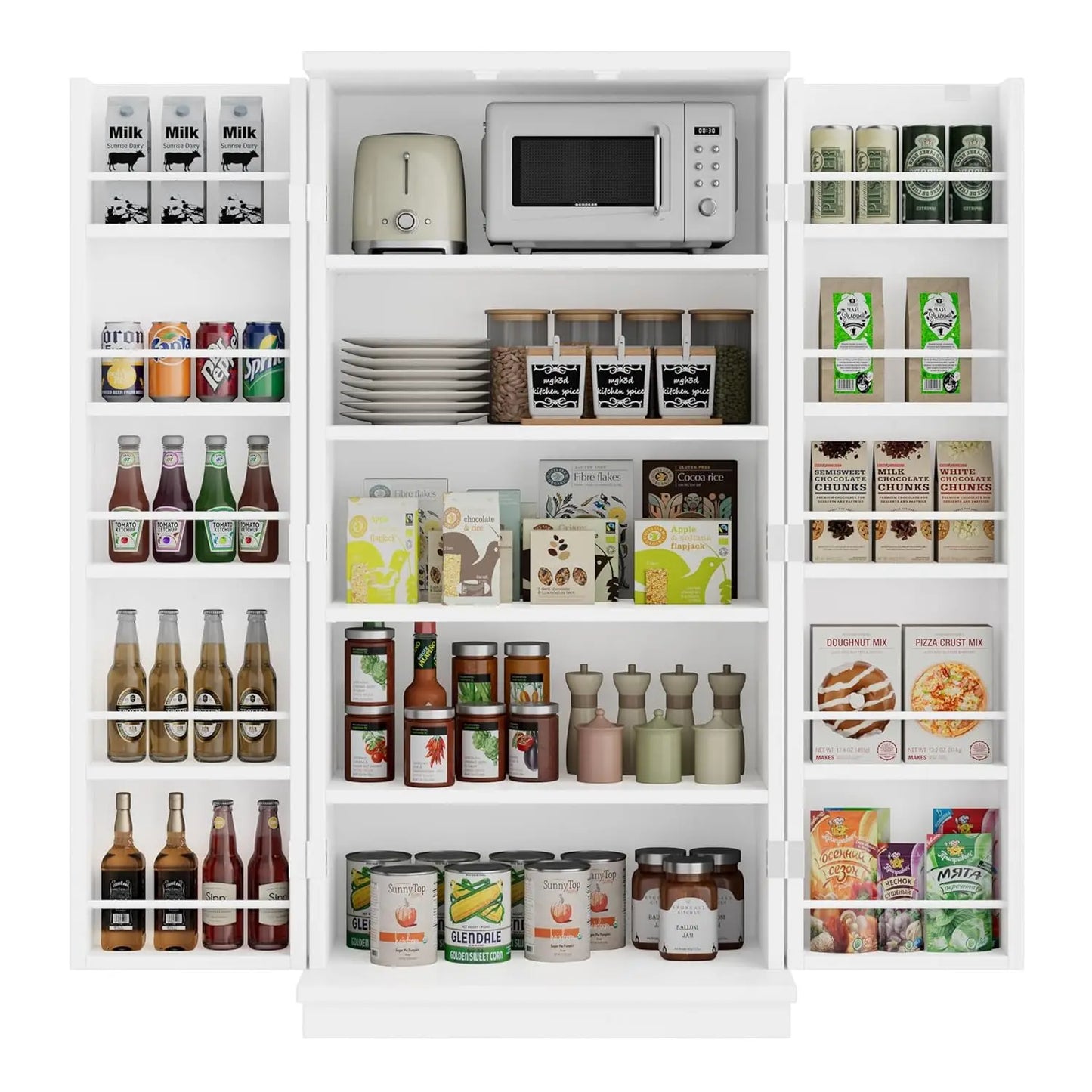 Solid Wood Kitchen Pantry Cabinet With Doors Modern Freestanding Storage