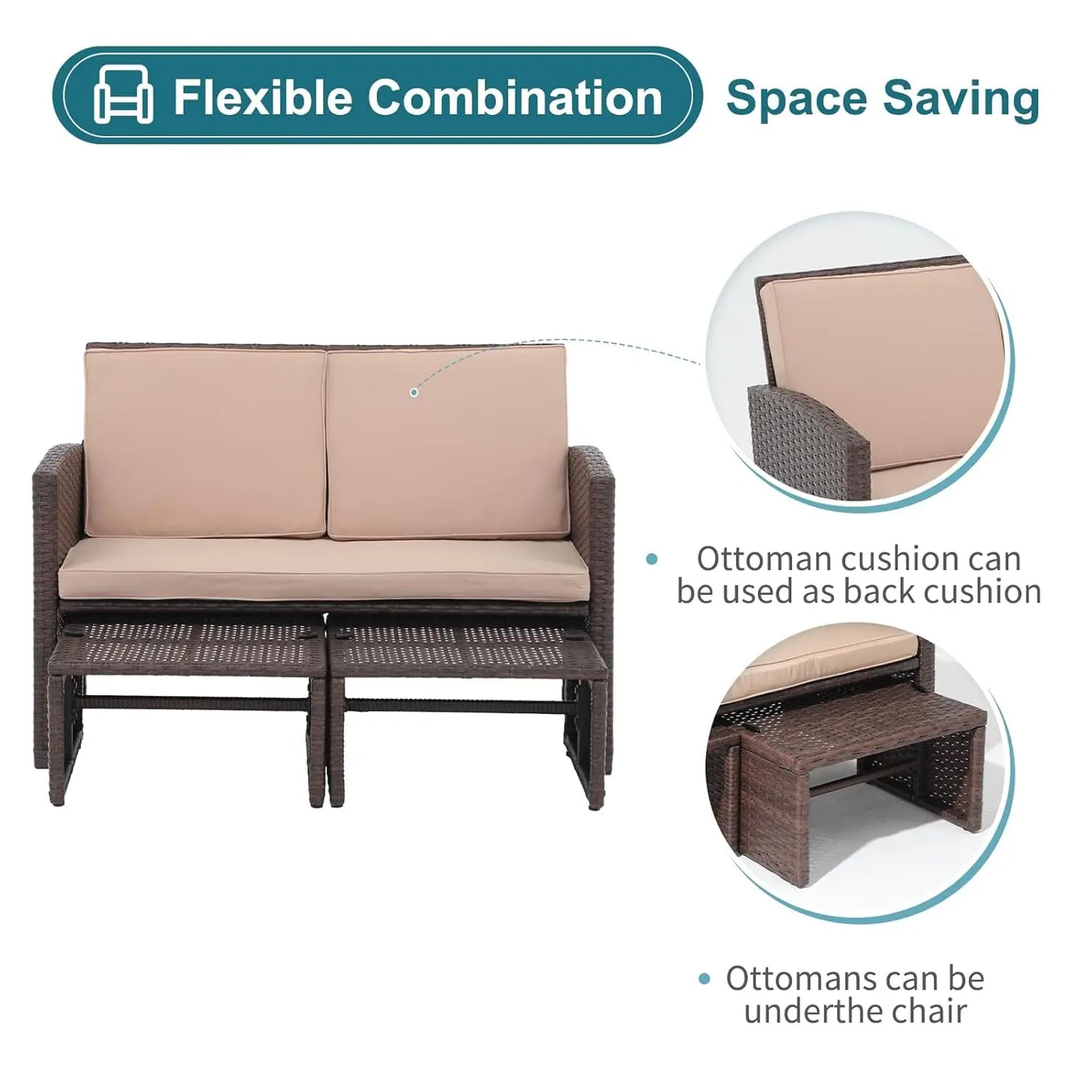 Outdoor Loveseat Patio Furniture Set In All Weather Wicker
