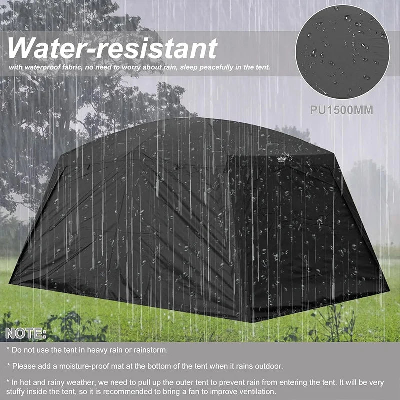 Family Outdoor Camping Tent With Extendable Canopy Waterproof Mosquito Proof