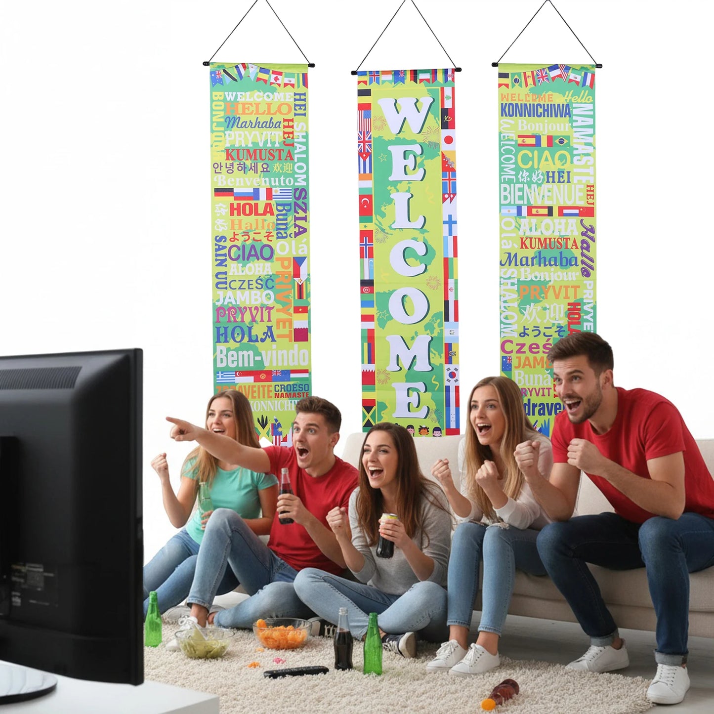 Football Themed Hanging Couplet Door Banner For Porch And Home