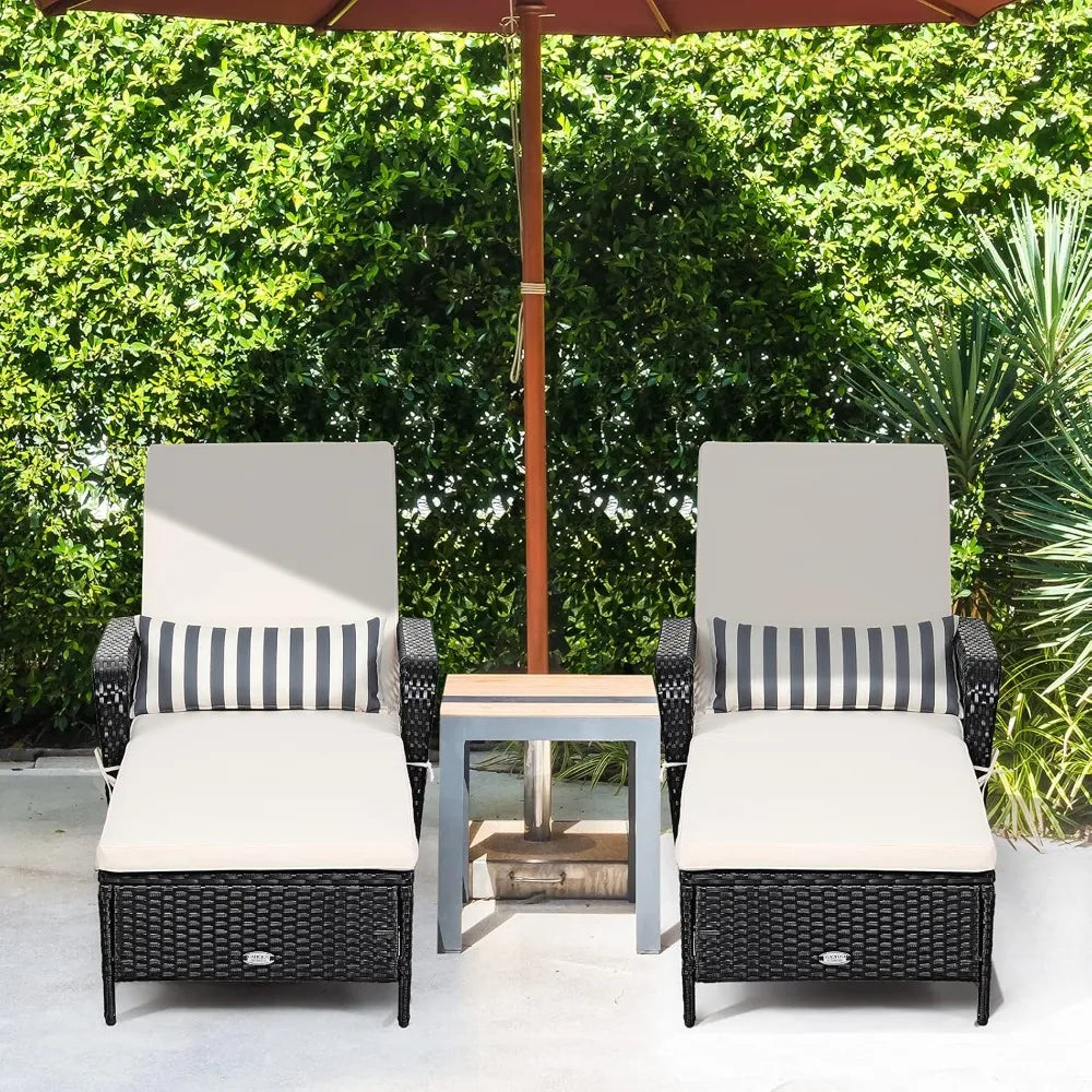 Wicker Lounge Outdoor Patio Rattan Recliner With 6 Gear Backrest