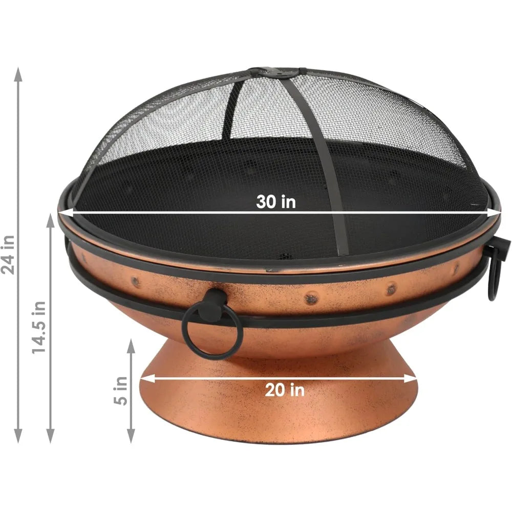 Outdoor Wood Burning Fire Pit With Poker And Screen