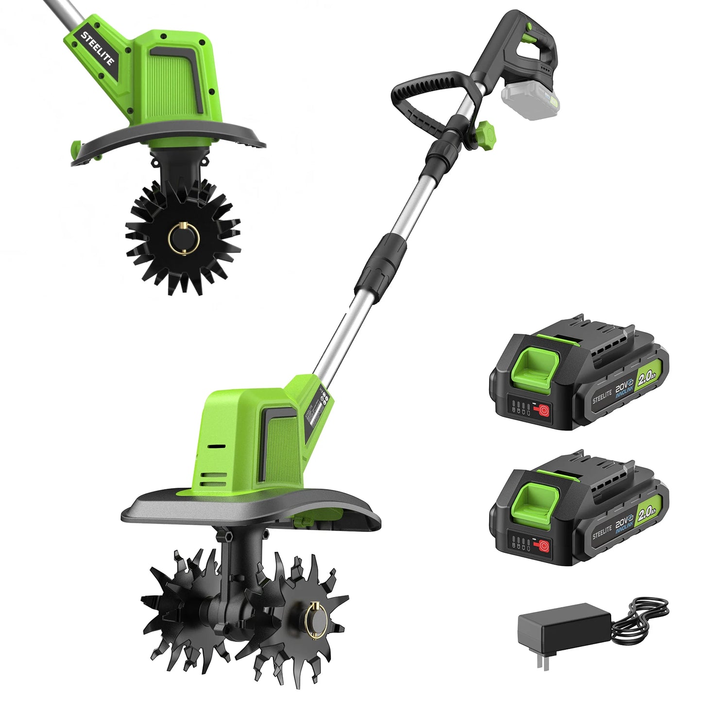 Deli 21V Cordless Tiller Cultivator With Battery And Charger