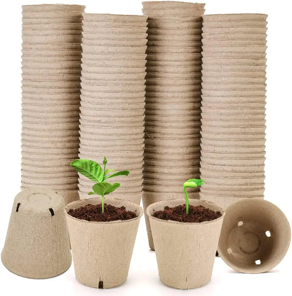 XMSJ Seed Starting Pots With Drainage Holes Biodegradable Round