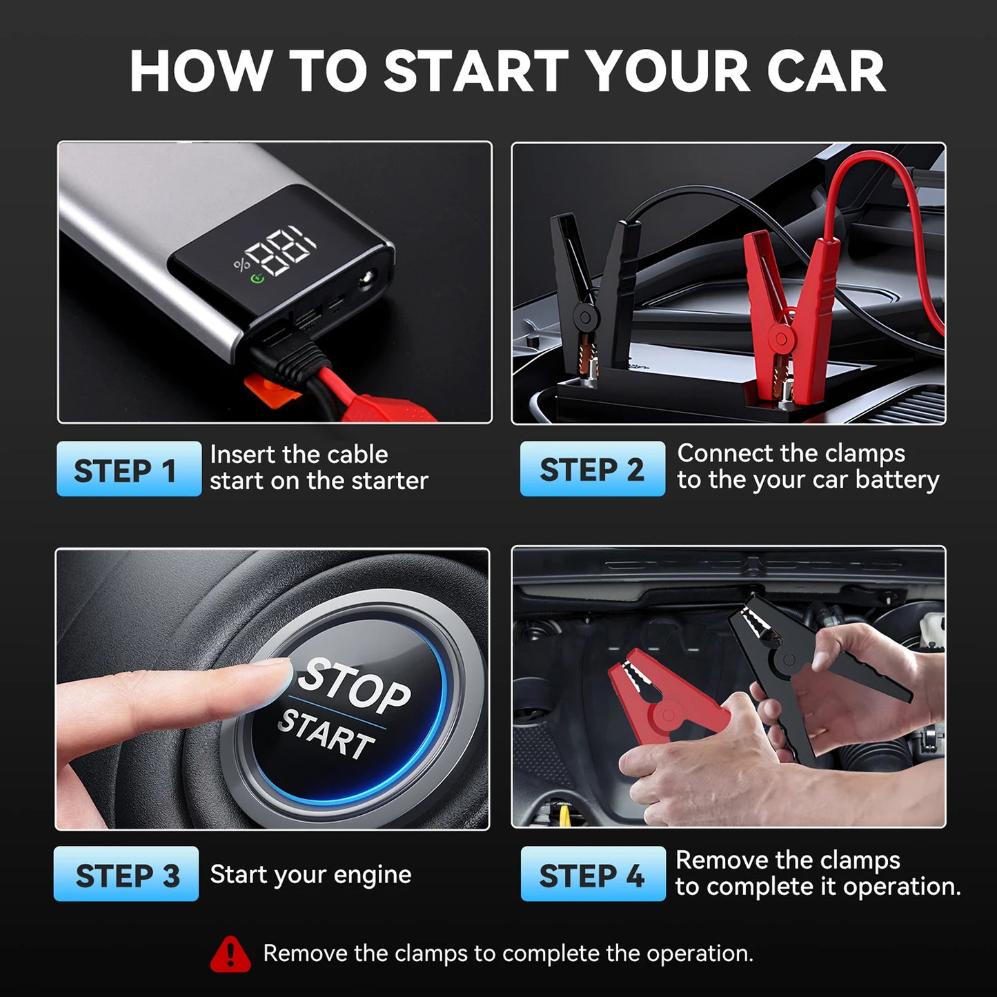 Biuble 4000A Car Jump Starter 3-in-1 Portable Battery Booster