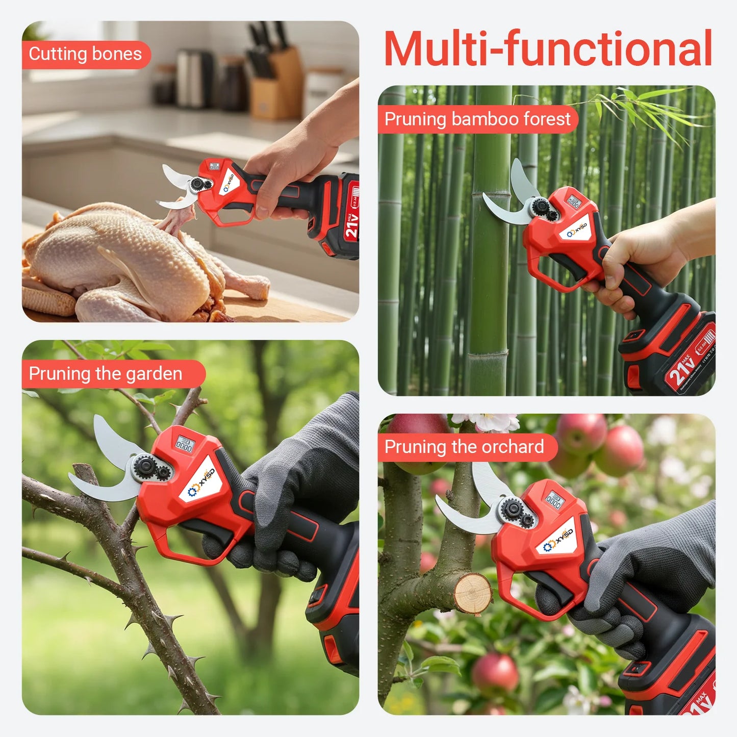 XYSD 21V Cordless Brushless Electric Pruning Shears For Gardening