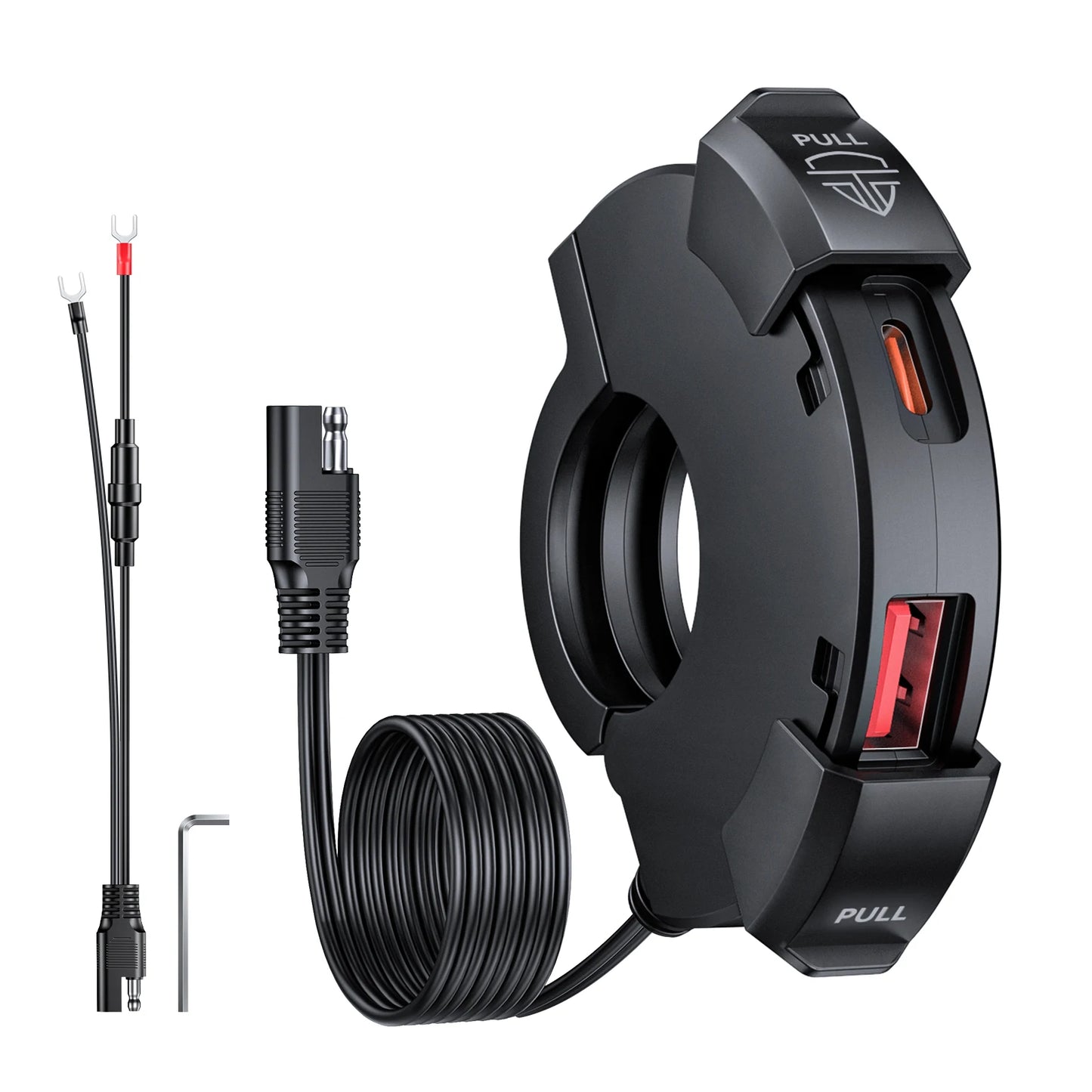 Motorcycle QC3.0 USB Charger Handlebar Mount IP65 Waterproof 12V-24V