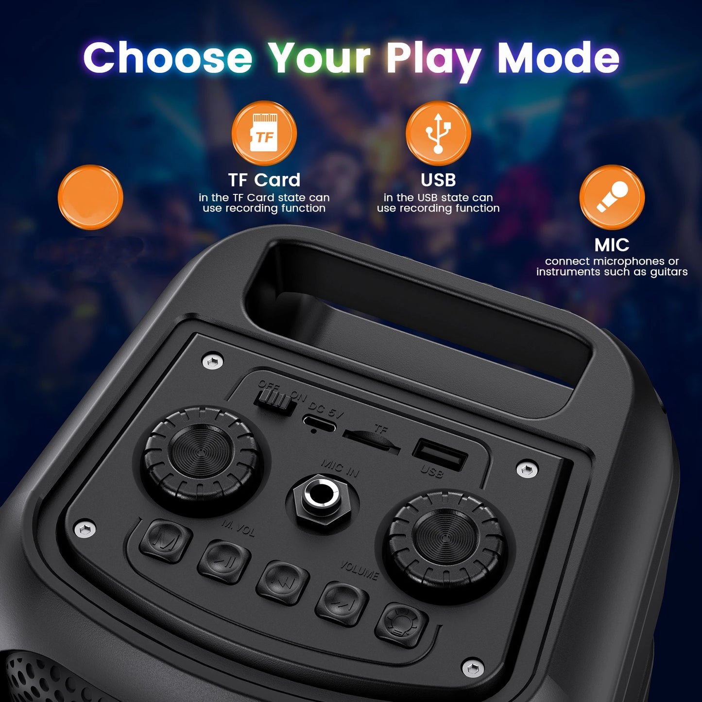 FanFun Wireless Karaoke Speaker With Two Microphones LED Light