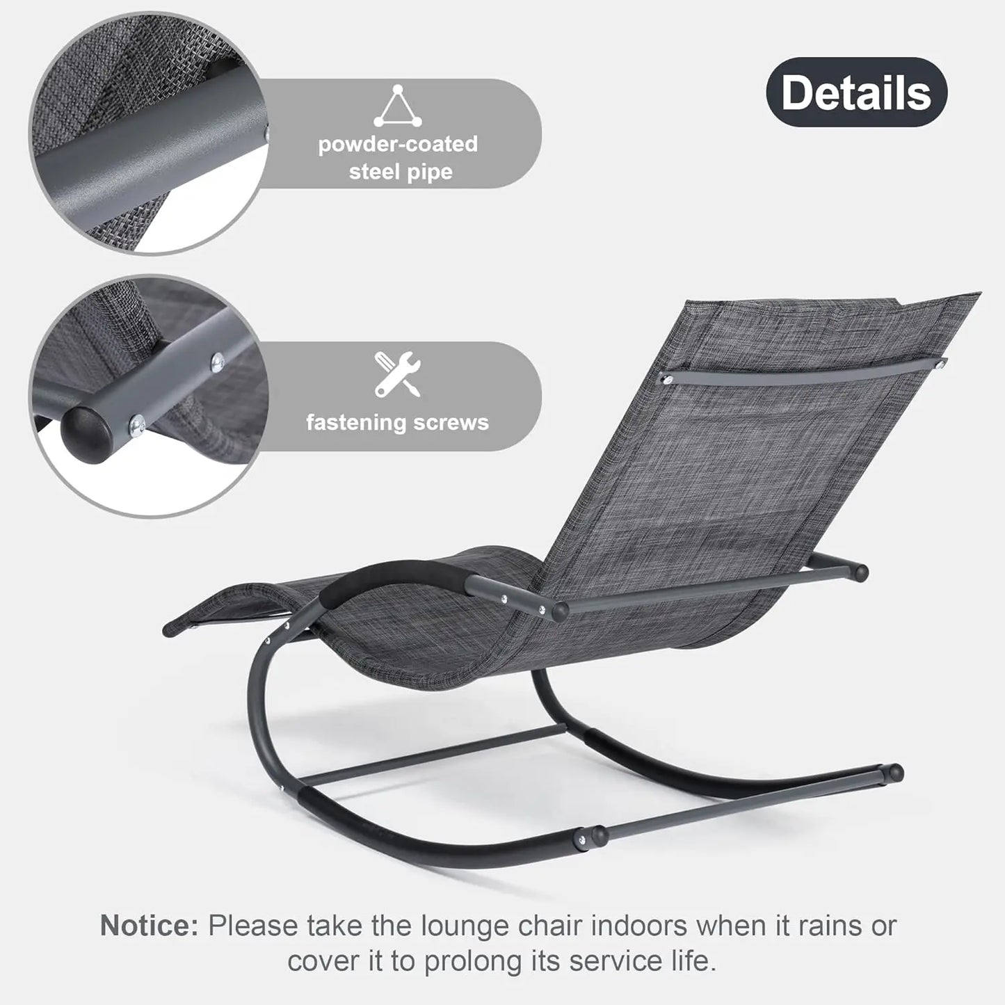 XMSJ Outdoor Zero Gravity Pool Chair With Removable Headrest