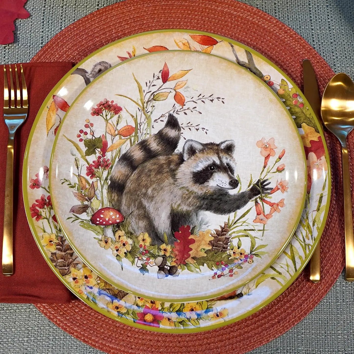 Woodland Critters Ceramic Salad And Dessert Plates Set Of 4