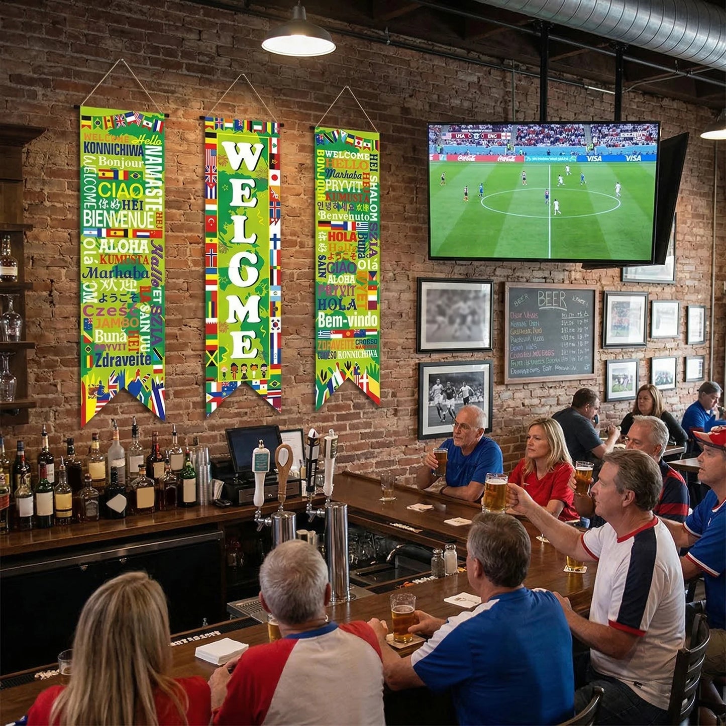 Football Themed Hanging Couplet Door Banner For Porch And Home