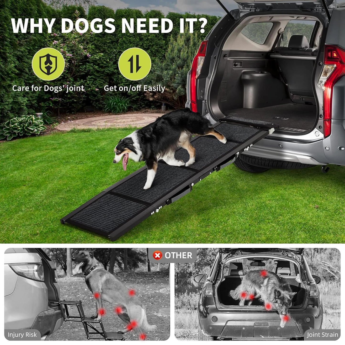 HiMISS Upgraded Dog Ramp for Cars Folding Ramp Non Slip