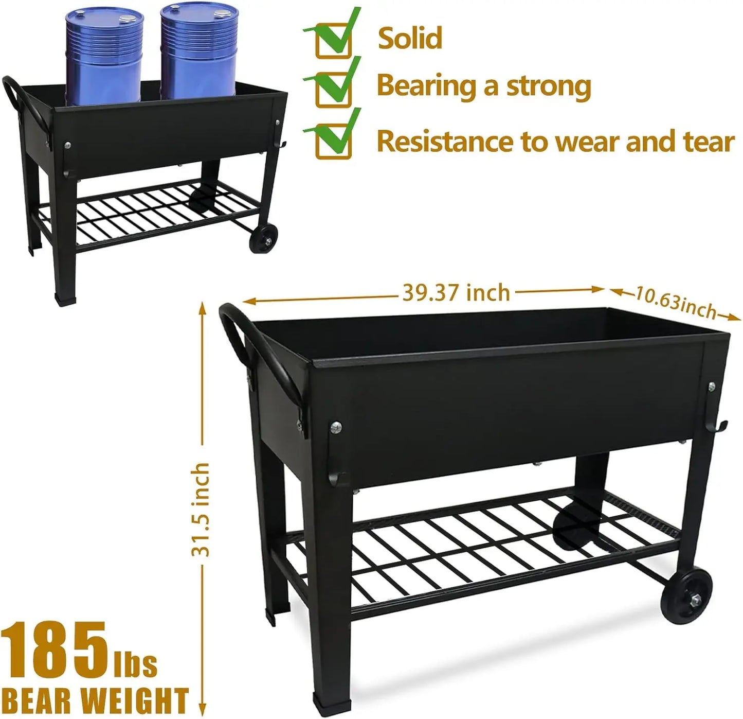 XMSJ Large Raised Planter Bed On Wheels With Legs Garden