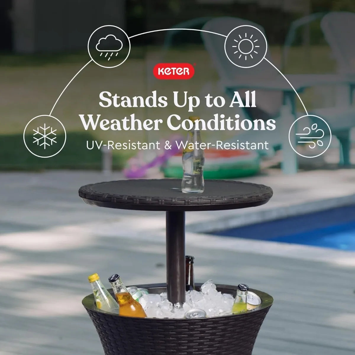 XIUWO Outdoor Bar Table With Hidden Cooler For Patio Parties