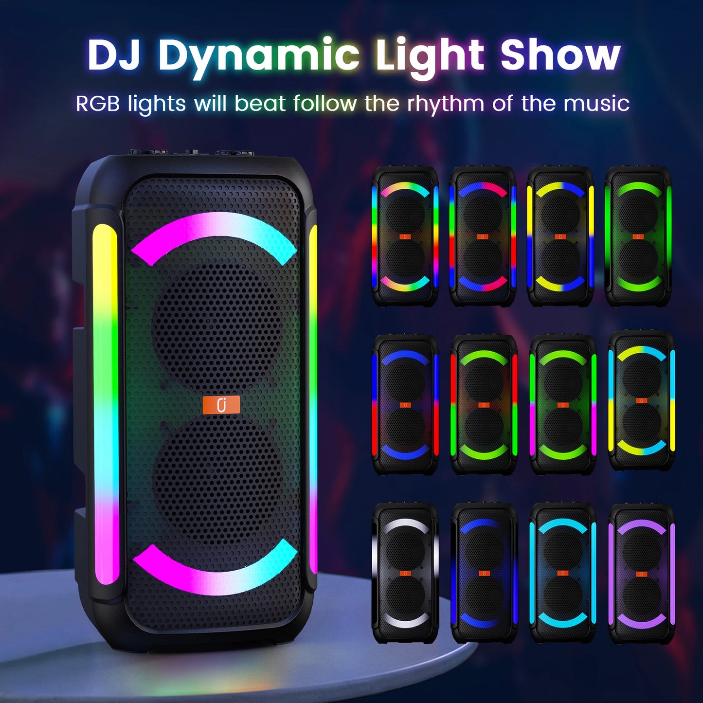 FanFun Wireless Karaoke Speaker With Two Microphones LED Light