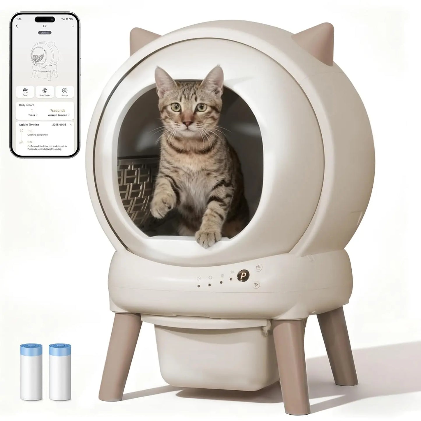 E2 Automatic Self Cleaning Litter Box Multiple Cats With App