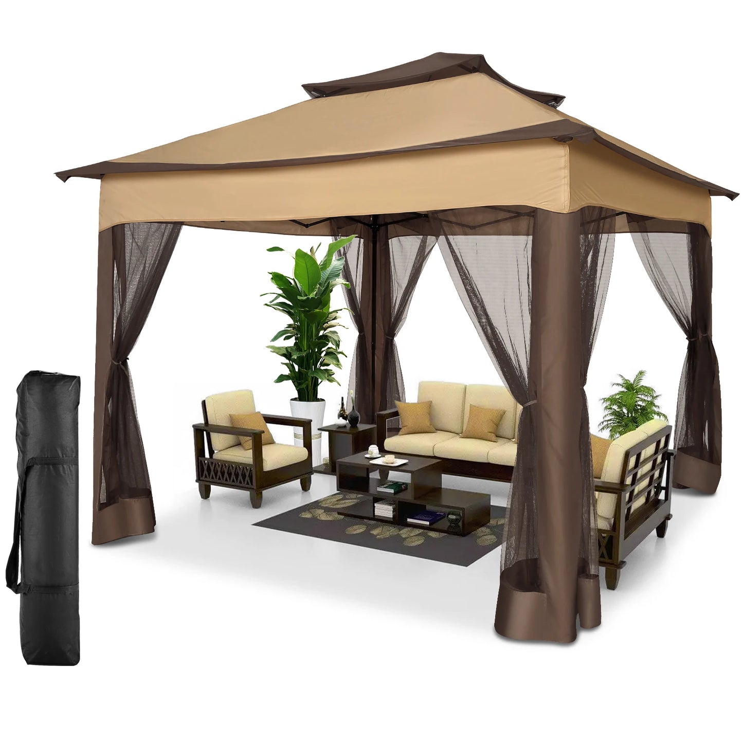 COBIZIC Pop Up Gazebo One Push Canopy Tent With Mosquito Netting