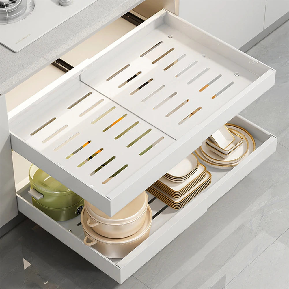HiMISS Expandable Pull Out Cabinet Organizer With Slide Out Drawers