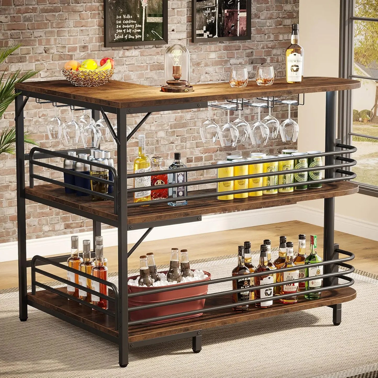 Little Tree L Shaped Home Bar Unit With Storage Holder