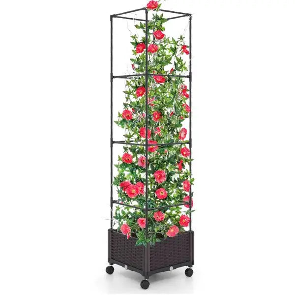 Raised Garden Bed With Planter Box And Trellis Expandable