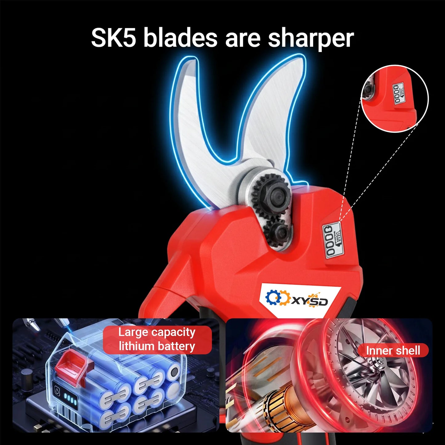 XYSD 21V Cordless Brushless Electric Pruning Shears For Gardening