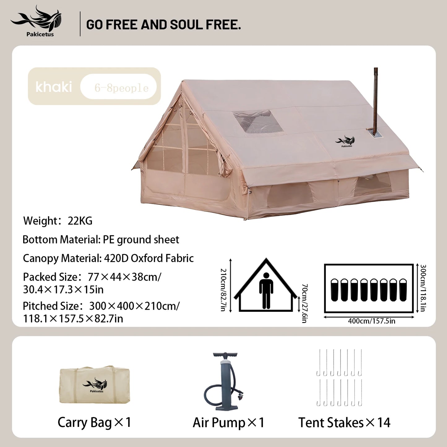 Quick Setup Inflatable Camping Tent For 4-8 People Waterproof