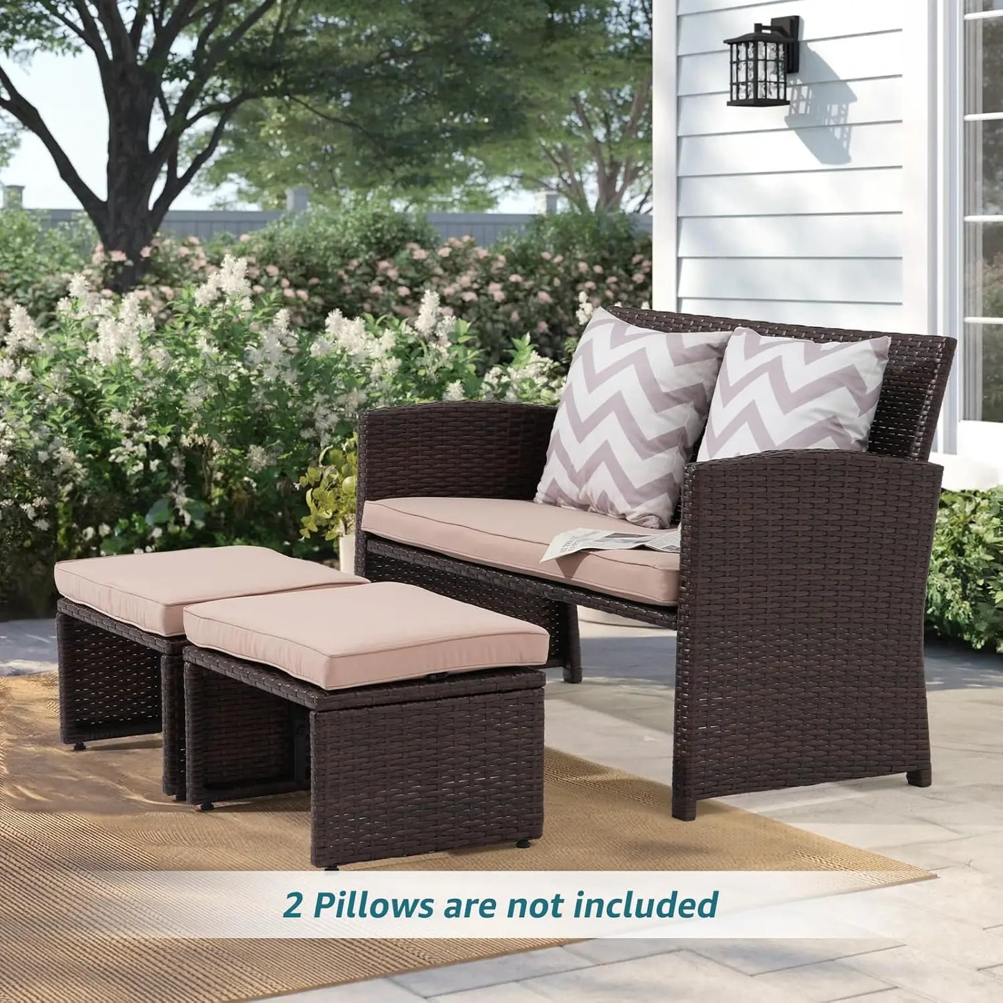 Outdoor Loveseat Patio Furniture Set In All Weather Wicker