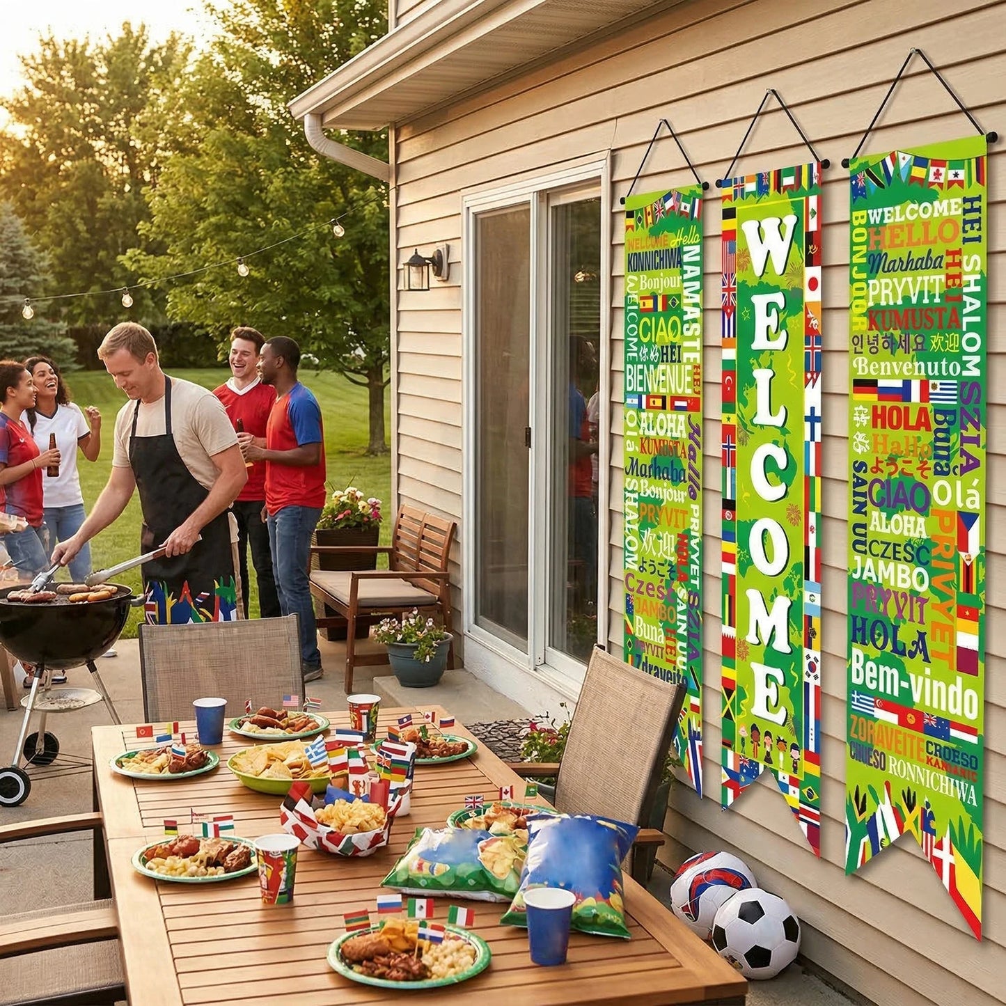 Football Themed Hanging Couplet Door Banner For Porch And Home